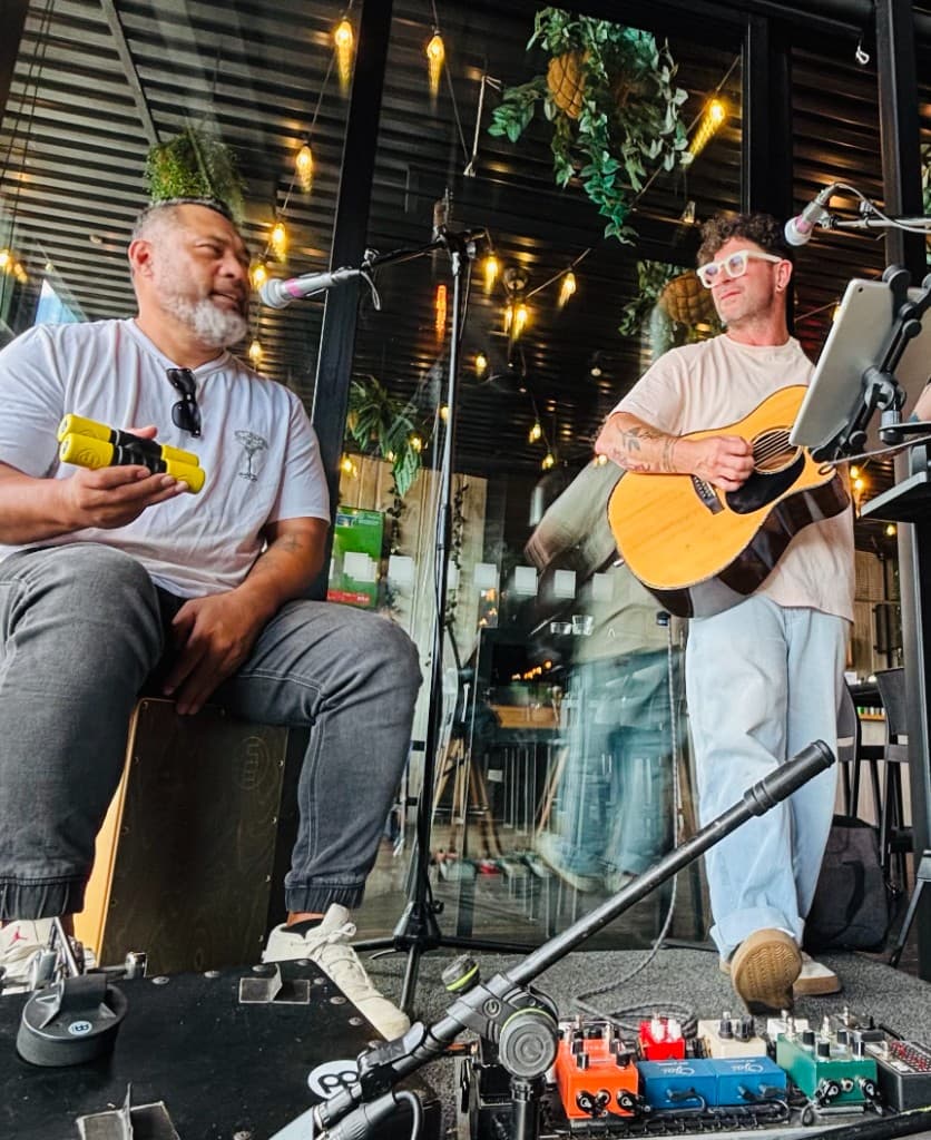 Joe and Roy with guitar and keyboards at The Lookout